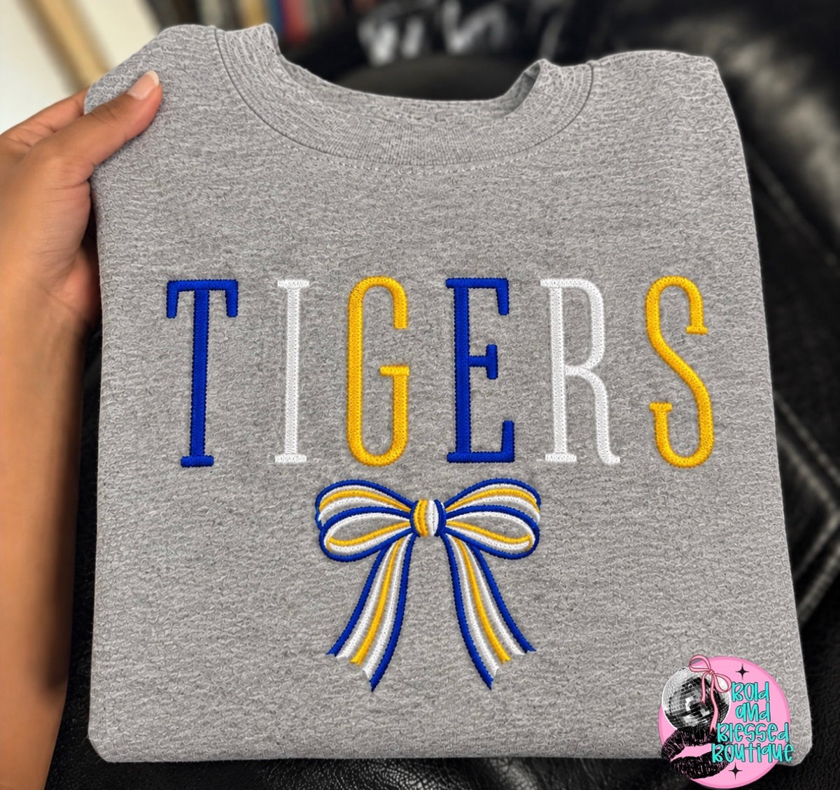 Wholesale Game Day 3D Embroidered Crewneck Sweaters