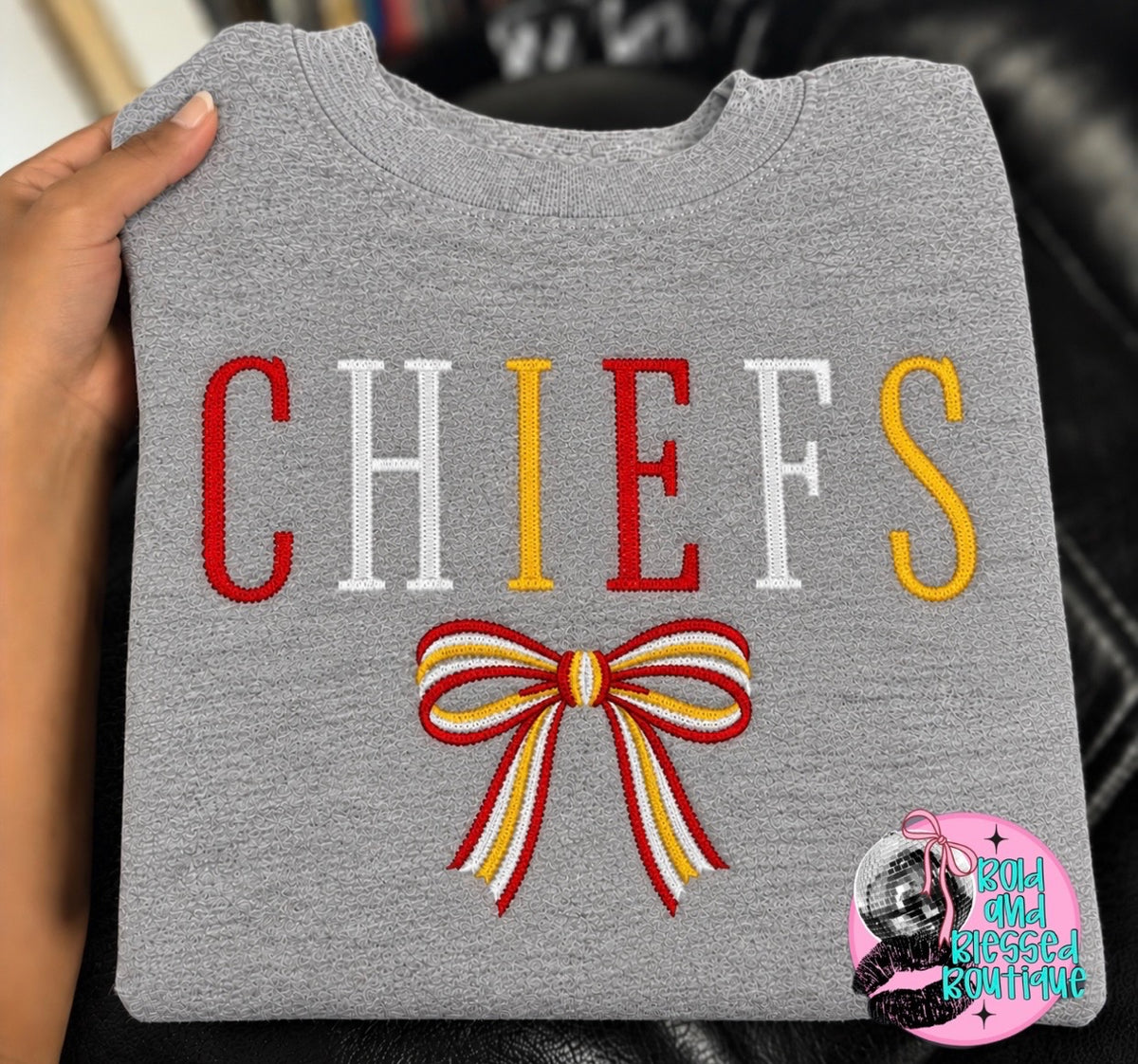Wholesale Game Day 3D Embroidered Crewneck Sweaters