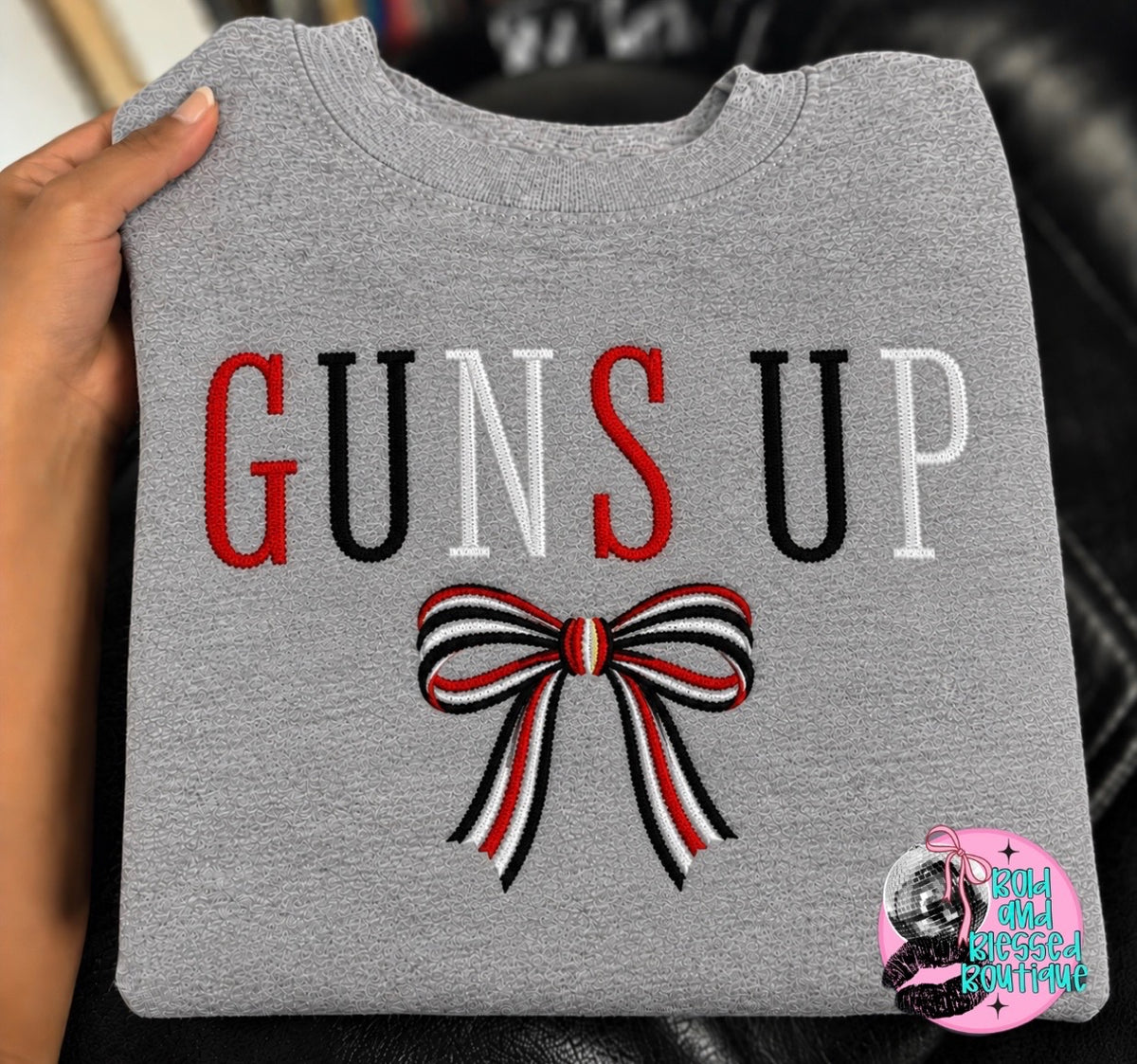 Wholesale Game Day 3D Embroidered Crewneck Sweaters