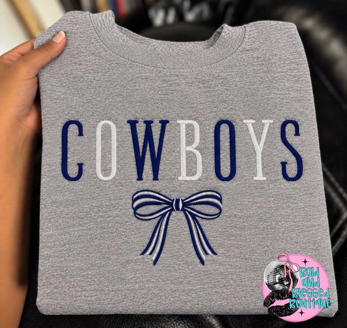 Wholesale Game Day 3D Embroidered Crewneck Sweaters