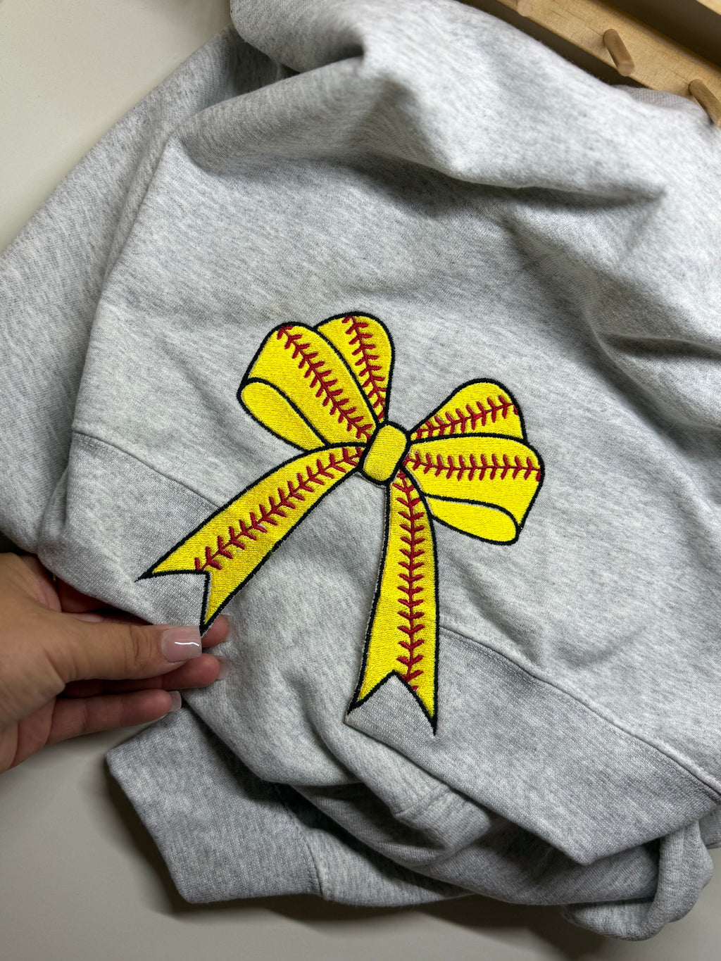 Softball Mama Crewneck Sweater with Bows