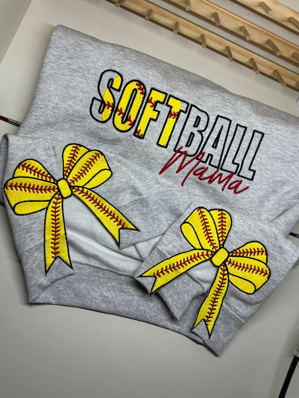 Softball Mama Crewneck Sweater with Bows