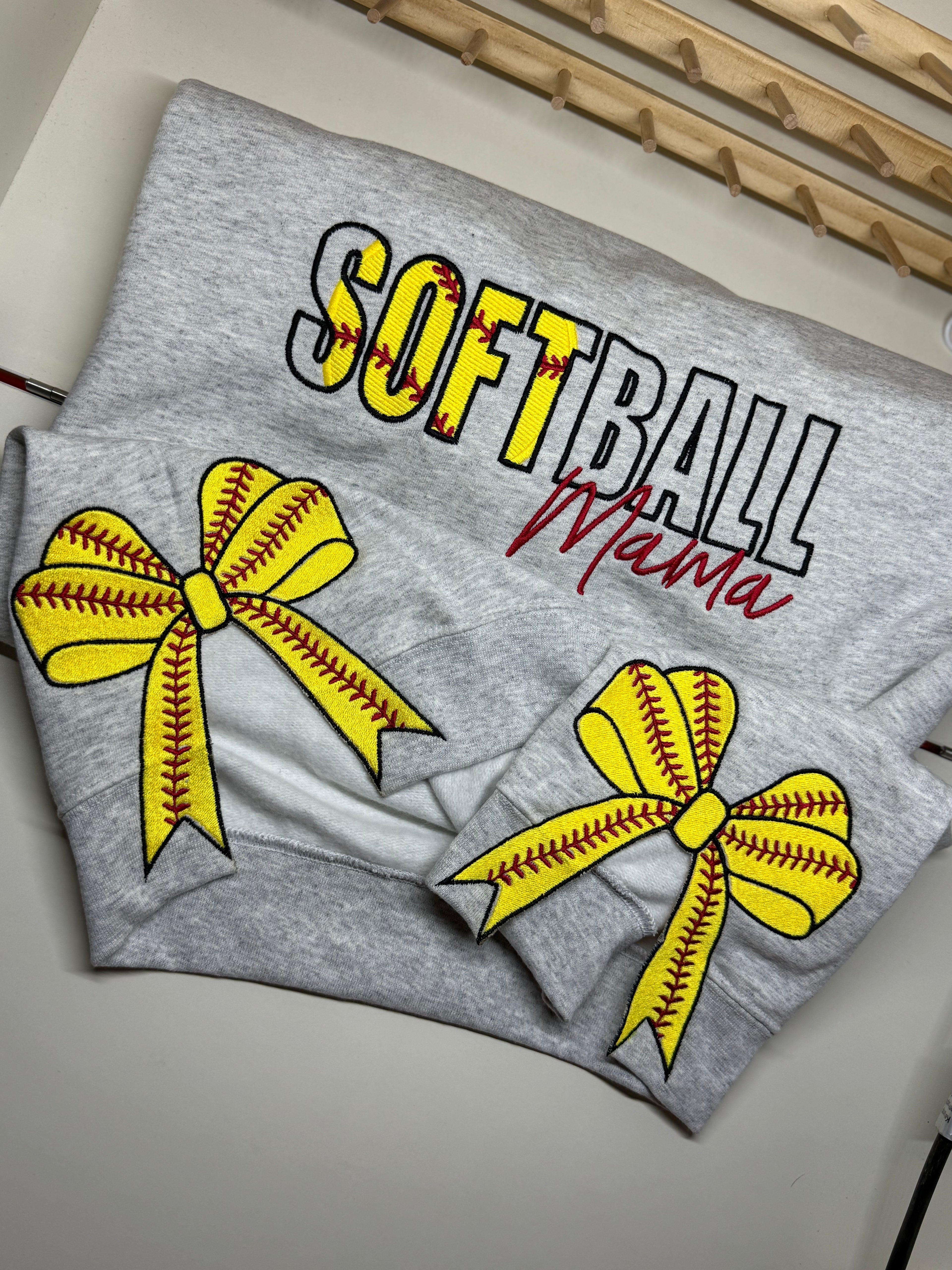 Softball Mama Crewneck Sweater with Bows