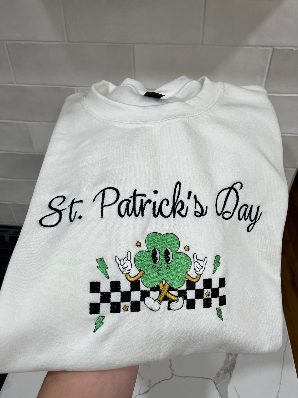 Checkered St. Patrick’s Crewneck Sweater